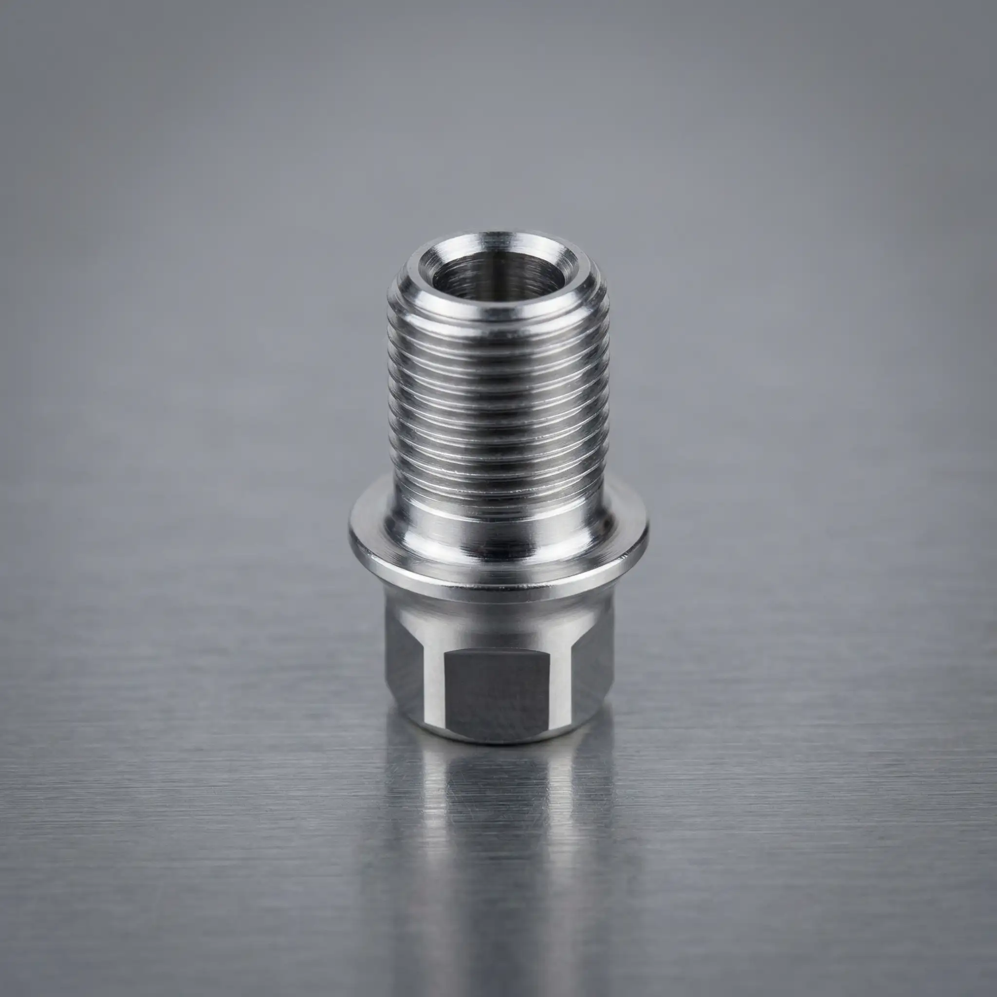 Sterile titanium dental implant abutment on a metal surface